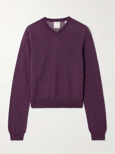  Calvin Klein Collection Calvin Klein Collection - Celia Cropped Linen, Cashmere And Cotton-blend Sweater - Purple 