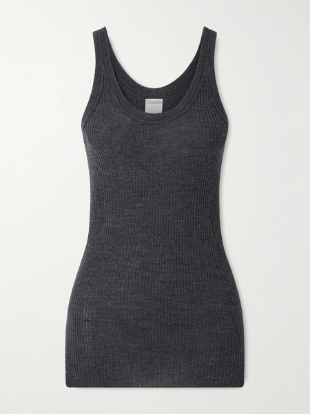  Calvin Klein Collection Calvin Klein Collection - Ella Ribbed Wool Tank - Gray 