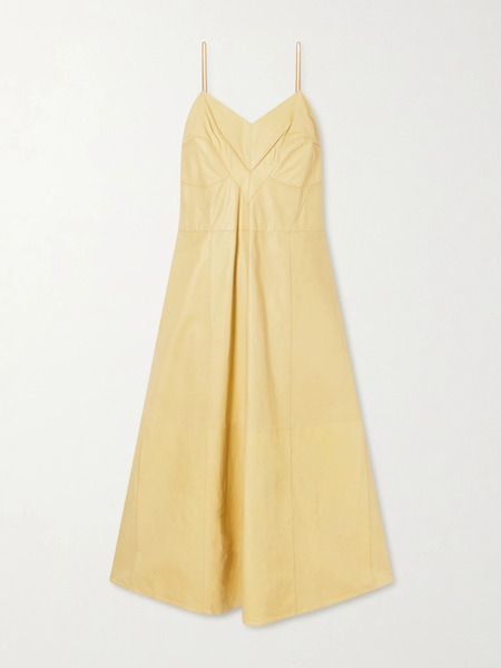  Calvin Klein Collection Calvin Klein Collection - Fia Leather Midi Dress - Beige 