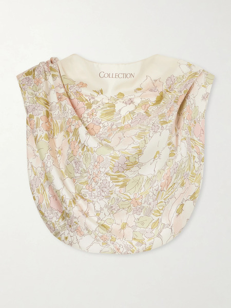  Calvin Klein Collection Calvin Klein Collection - Floral-print Silk Cropped Tank - Beige 