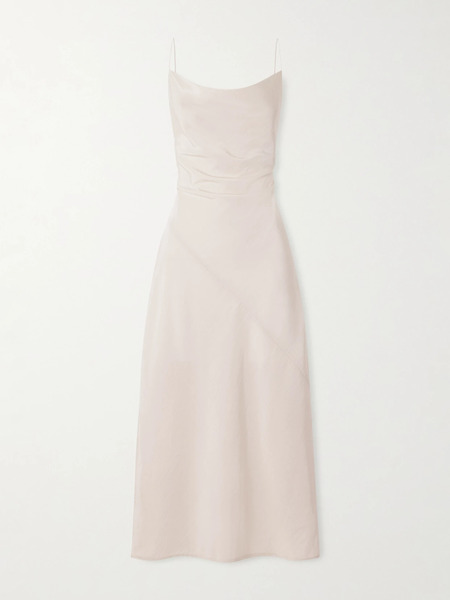  Calvin Klein Collection Calvin Klein Collection - Jasmine Draped Wool Crepe De Chine Midi Dress - Cream 