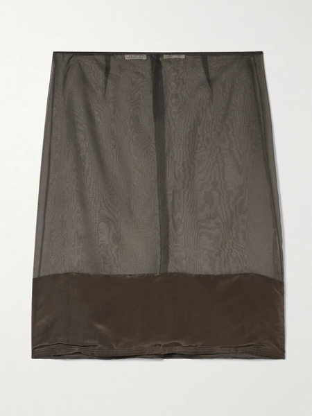  Calvin Klein Collection Calvin Klein Collection - Mabel Satin-trimmed Organza Skirt - Brown 