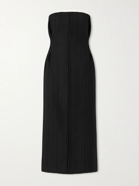  Calvin Klein Collection Calvin Klein Collection - Naomi Strapless Wool Midi Dress - Black 