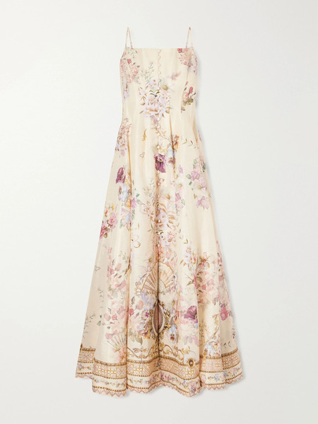  Camilla Camilla - Crystal-embellished Printed Linen And Silk-blend Midi Dress - Cream 