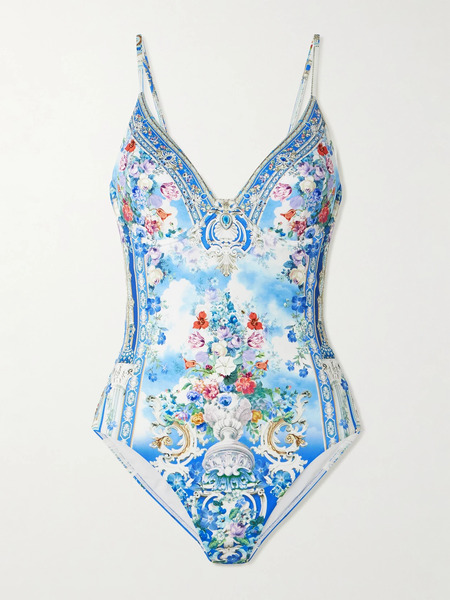  Camilla Camilla - Crystal-embellished Printed Stretch Recycled Swimsuit - Multi 