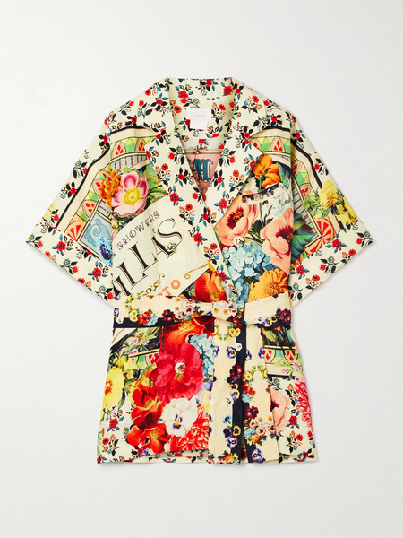  Camilla Camilla - Double-breasted Belted Printed Linen And Silk-blend Jacket - Multi 