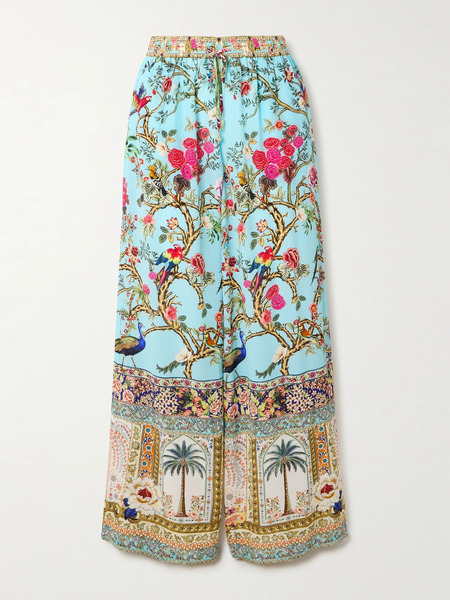  Camilla Camilla - Printed Silk-satin Wide-leg Pants - Blue 