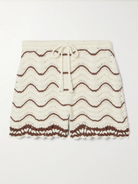  Cara Cara Cara Cara - Aicha Striped Knitted Cotton Shorts - Brown 