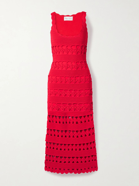  Cara Cara Cara Cara - Joan Crocheted Cotton Midi Dress - Red 
