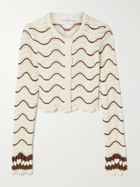  Cara Cara Cara Cara - Louise Striped Knitted Cotton Cardigan - Brown 