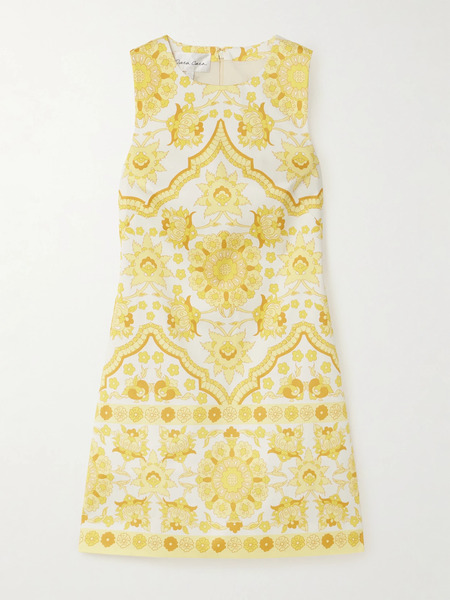  Cara Cara Cara Cara - Mackenzie Printed Crepe Mini Dress - Yellow 