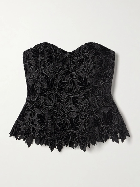  Cara Cara Cara Cara - Martin Strapless Velvet-guipure Lace Top - Black 