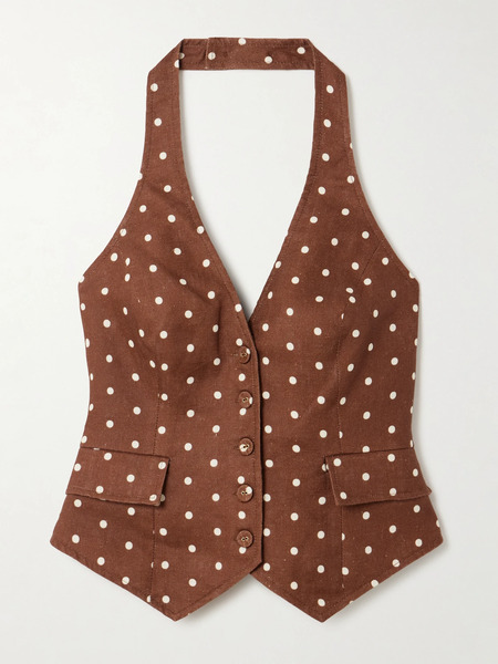  Cara Cara Cara Cara - Prescott Polka-dot Linen Vest - Brown 