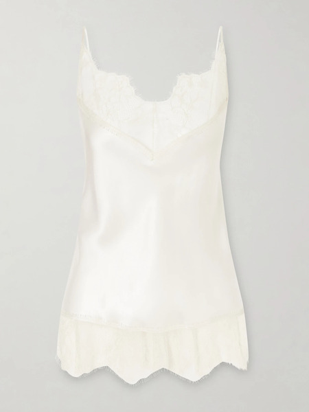  Carine Gilson Carine Gilson - Lace-trimmed Silk-satin Camisole - Ivory 