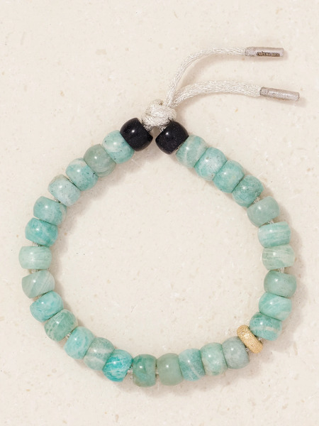  Carolina Bucci Carolina Bucci - Forte Beads New York 18-karat Yellow And White Gold, Amazonite And Goldstone Bracelet - One Size 