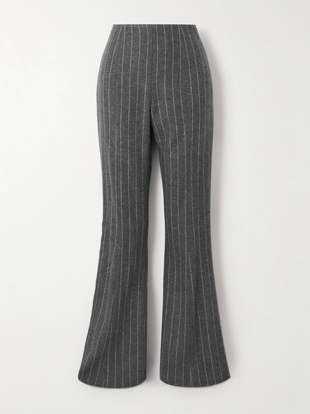  Carolina Herrera Carolina Herrera - Pinstriped Twill Flared Pants - Charcoal 