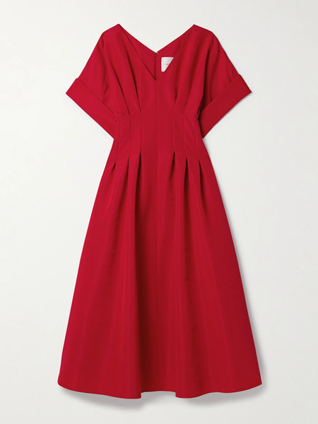  Carolina Herrera Carolina Herrera - Pleated Silk-faille Midi Dress - Red 