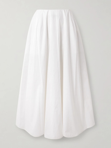  Carven Carven - Gathered Cotton-poplin Midi Skirt - White 