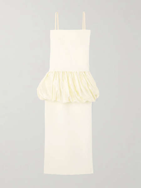  Carven Carven - Layered Grain De Poudre Wool And Gathered Satin Gown - Cream 