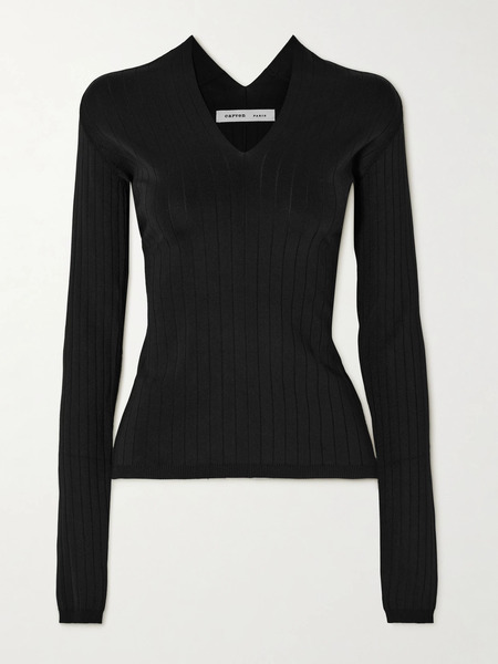  Carven Carven - Ribbed Silk-blend Top - Black 