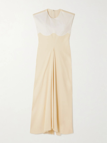  Carven Carven - Two-tone Pleated Cotton-blend Twill Maxi Dress - Off-white 