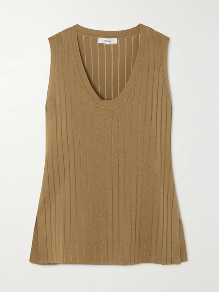  Casasola Casasola - Alma Ribbed Silk And Cotton-blend Tank - Army Green 