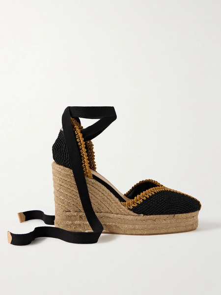  Castañer Castañer - Couer 80 Lurex-trimmed Canvas Wedge Espadrilles - Black 