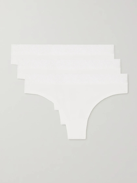  Cdlp Cdlp - + Net Sustain Set Of Three Tencel Lyocell-blend Thongs - White 