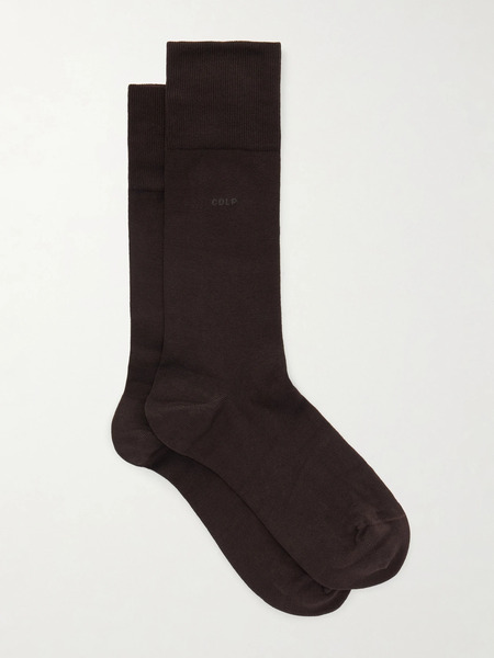  Cdlp Cdlp - Set Of Six Cotton-blend Socks - Dark Brown 