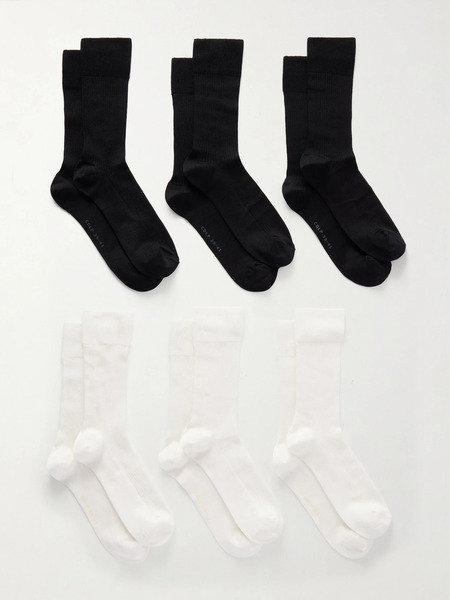  Cdlp Cdlp - Set Of Six Ribbed Cotton-blend Socks - Multi 
