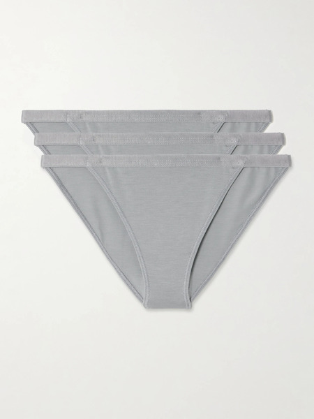  Cdlp Cdlp - Set Of Three Stretch-tencel™ Lyocell Briefs - Light Gray 