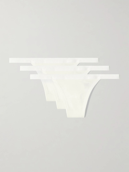  Cdlp Cdlp - Set Of Three Stretch-tencel™ Lyocell Thongs - White 