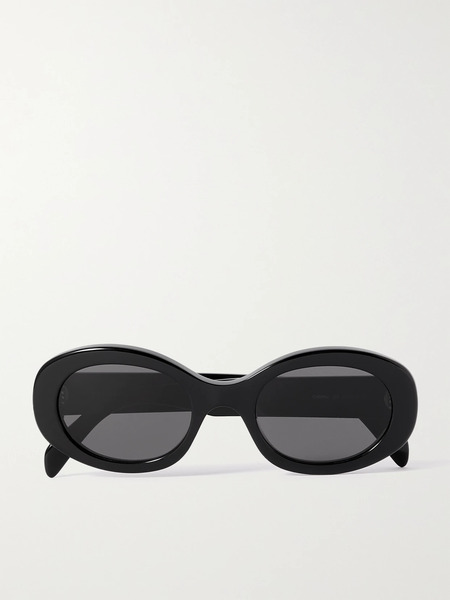  Celine Eyewear Celine Eyewear - Triomphe Oval-frame Acetate Sunglasses - Black 