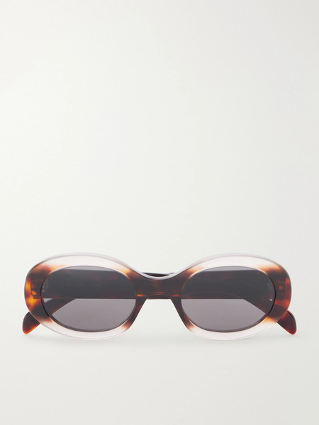  Celine Eyewear Celine Eyewear - Triomphe Oval-frame Tortoiseshell Acetate Sunglasses - Tomato Red 