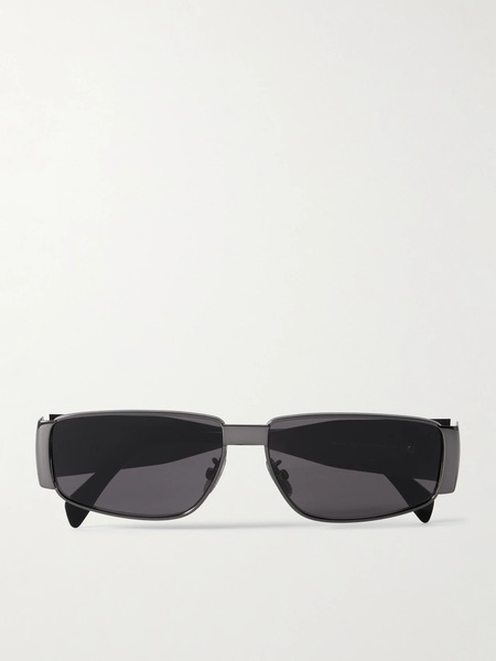  Celine Eyewear Celine Eyewear - Triomphe Rectangle-frame Gunmetal-tone Sunglasses - Silver 