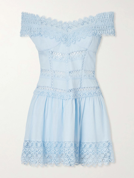  Charo Ruiz Charo Ruiz - Eliane Cotton-blend Mini Dress - Blue 