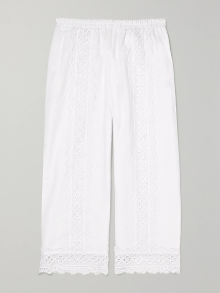  Charo Ruiz Kids Charo Ruiz Kids - Crocheted Lace-paneled Cotton-blend Pants - White 