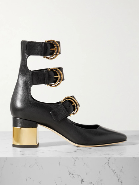  Chloé Chloé - Alizè Buckle-embellished Leather Pumps - Black 