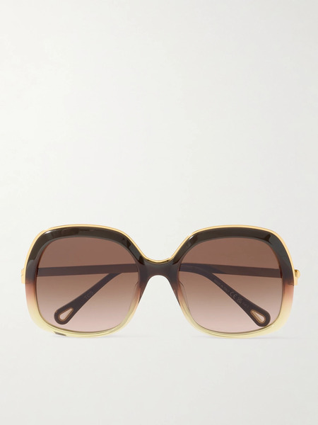  Chloé Chloé - Aly Square-frame Acetate And Gold-tone Sunglasses - Brown 