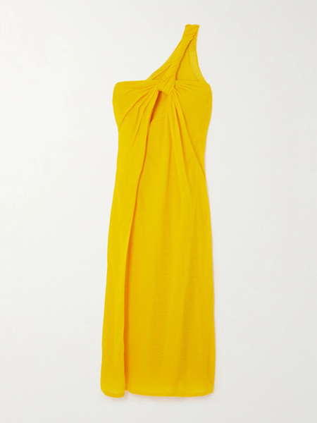  Chloé Chloé - Asymmetric Knotted Pleated Wool Gown - Yellow 