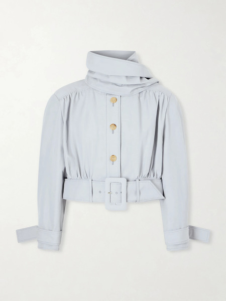  Chloé Chloé - Belted Scarf-detailed Gathered Linen And Cotton-blend Jacket - Blue 