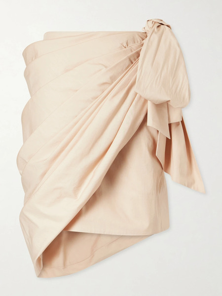  Chloé Chloé - Bow-embellished Draped Cotton Midi Skirt - Beige 