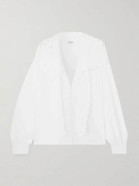  Chloé Chloé - Broderie Anglaise Cotton-poplin Shirt - White 