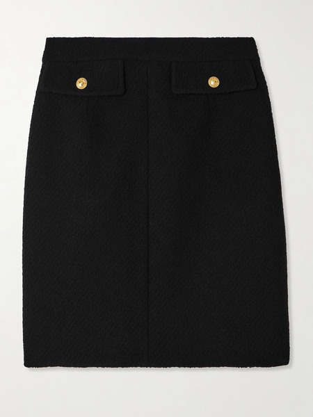  Chloé Chloé - Button-embellished Wool-blend Bouclé Mini Skirt - Black 
