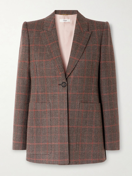  Chloé Chloé - Checked Wool Blazer - Dark Brown 