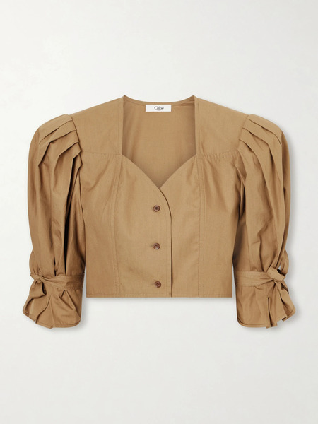  Chloé Chloé - Cropped Cotton-poplin Top - Brown 