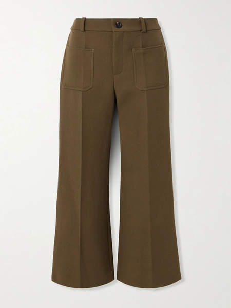  Chloé Chloé - Cropped Wool-crepe Flared Pants - Brown 
