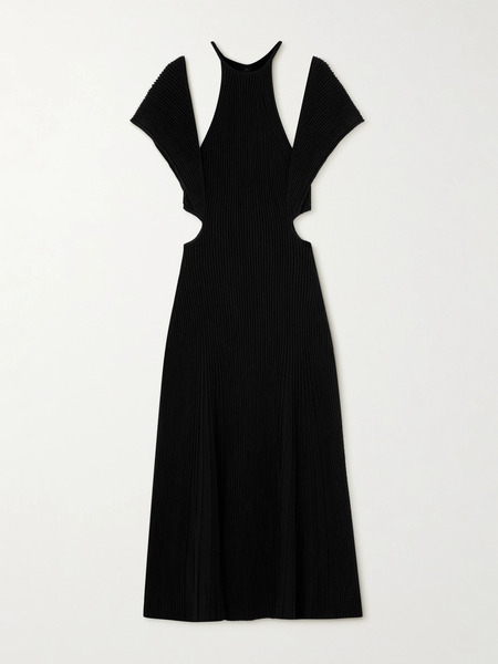 Chloé Chloé - Cutout Ribbed Wool Gown - Black 