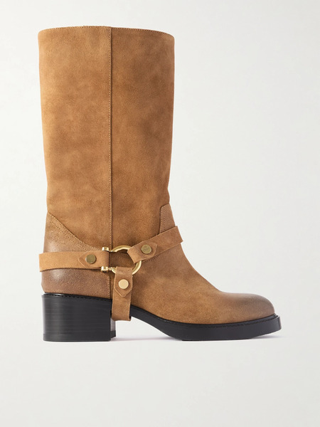  Chloé Chloé - Dakota Buckled Suede Ankle Boots - Tan 