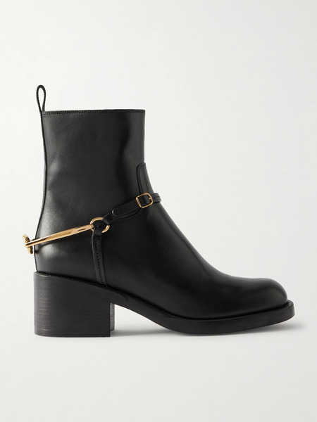  Chloé Chloé - Dakota Embellished Leather Ankle Boots - Black 